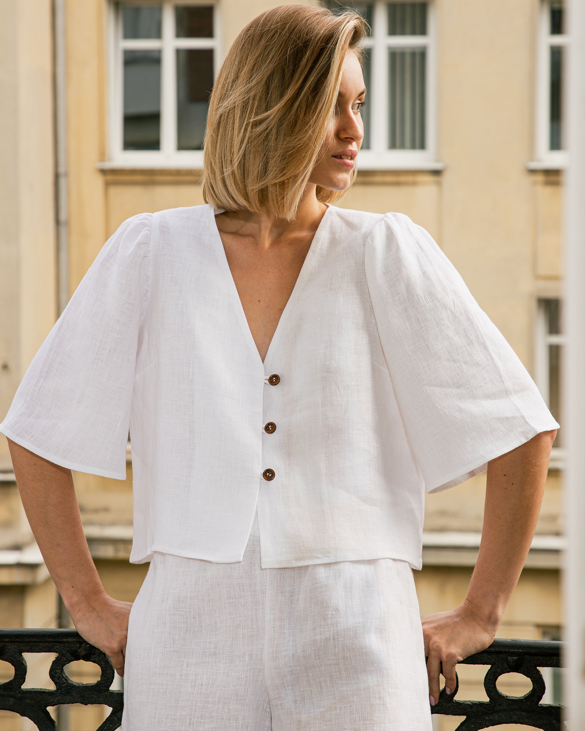 Bluzka NEL – biała - 100% len