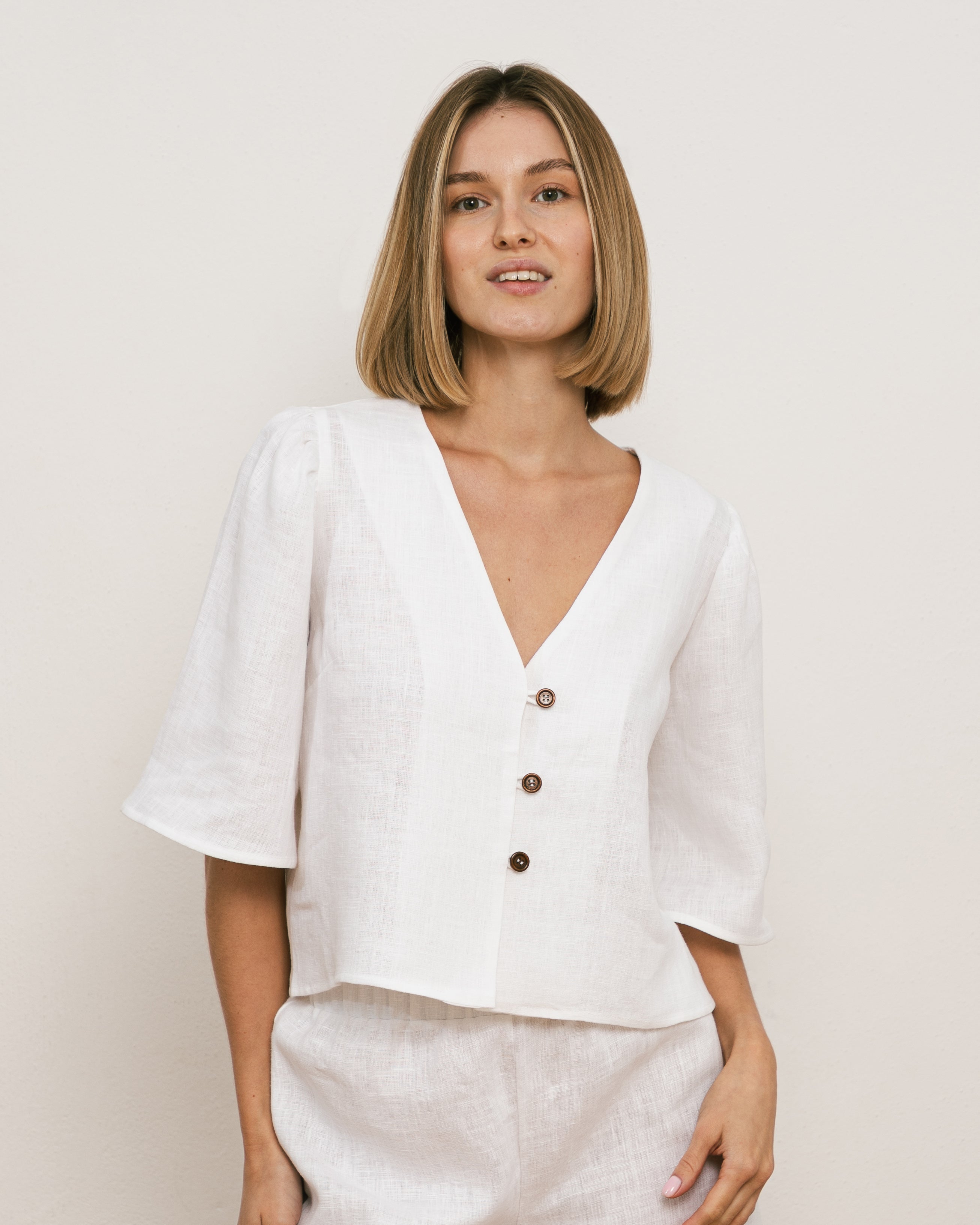 Bluzka NEL – biała - 100% len