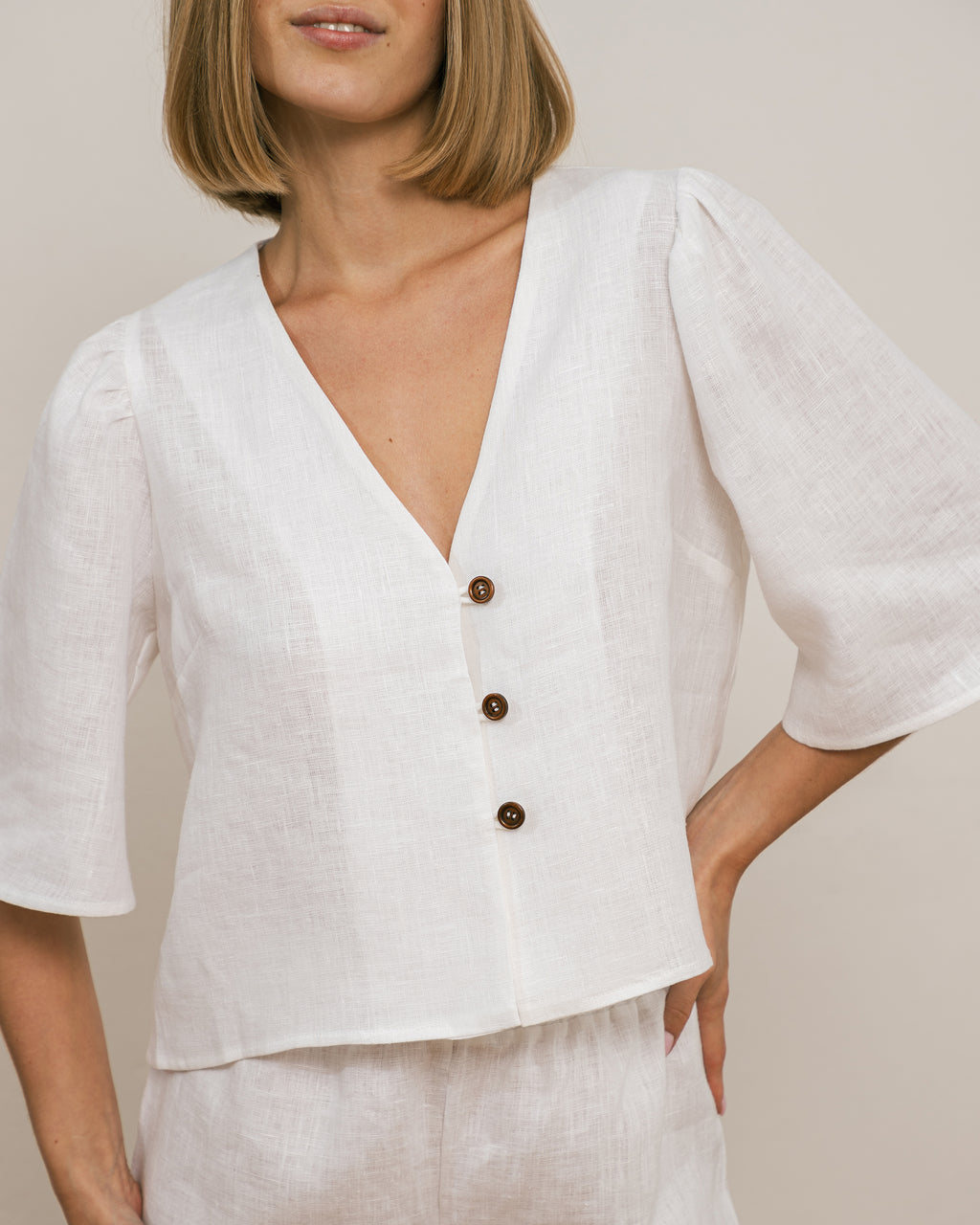 Bluzka NEL – biała - 100% len