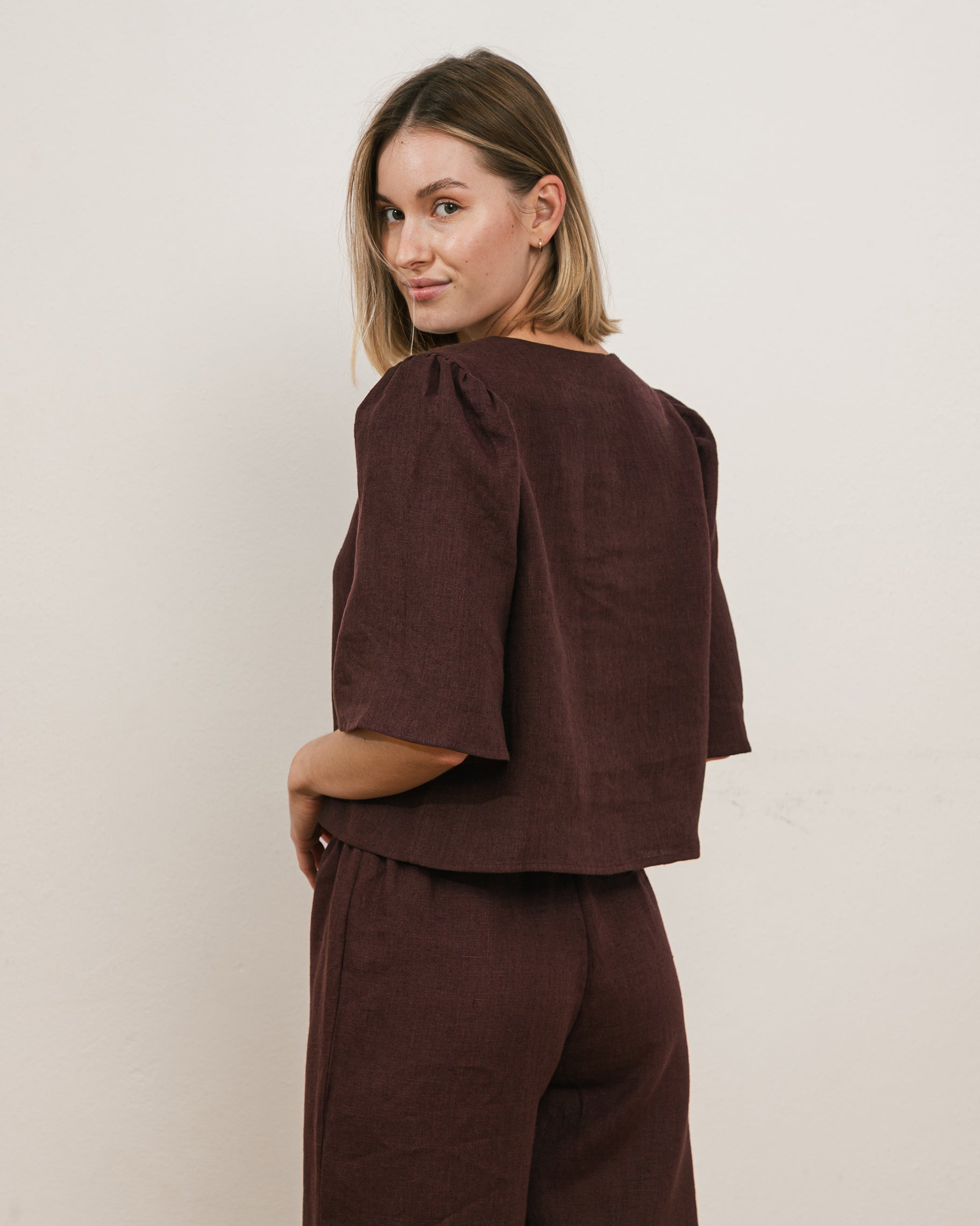 Bluzka NEL – czekoladowa - 100% len