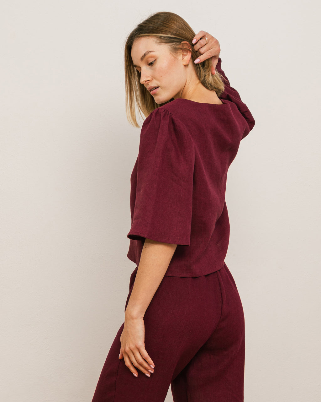 Bluzka NEL – śliwkowa - 100% len