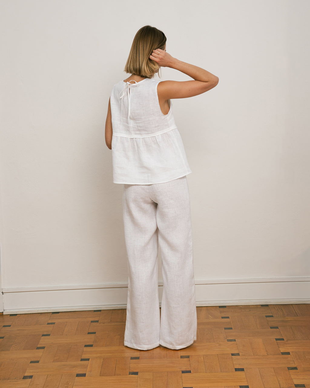 Spodnie NORA – białe - 100% len