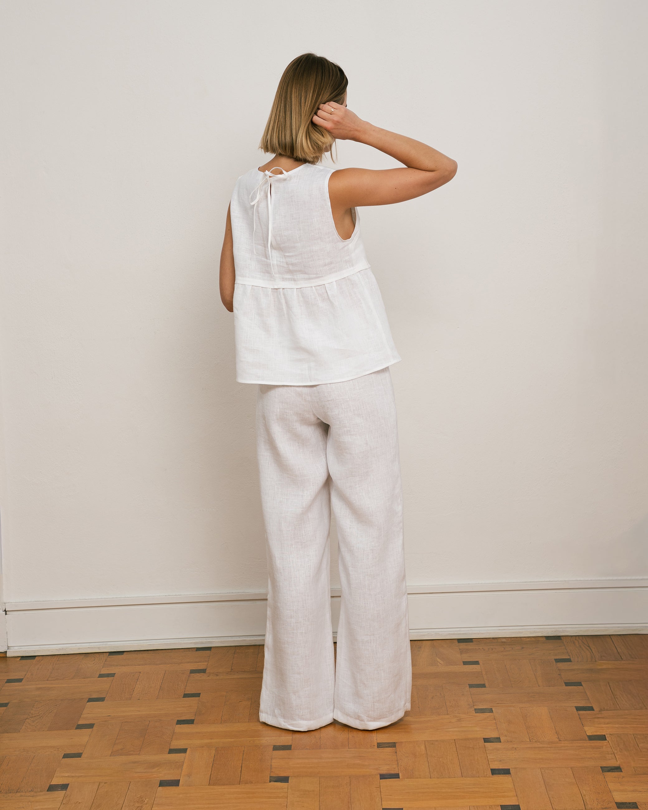 Spodnie NORA – białe - 100% len