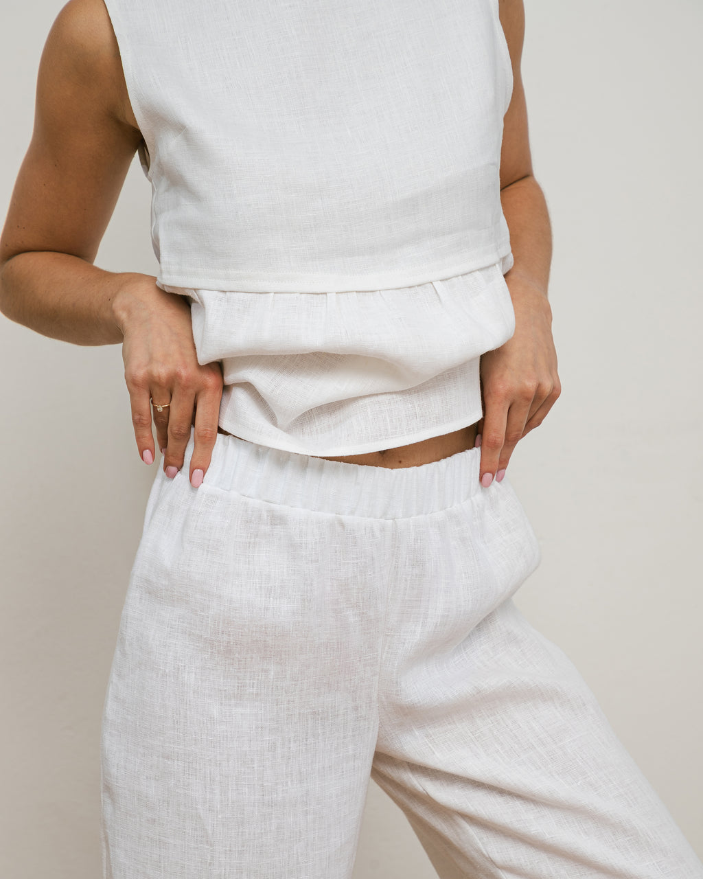 Spodnie NORA – białe - 100% len