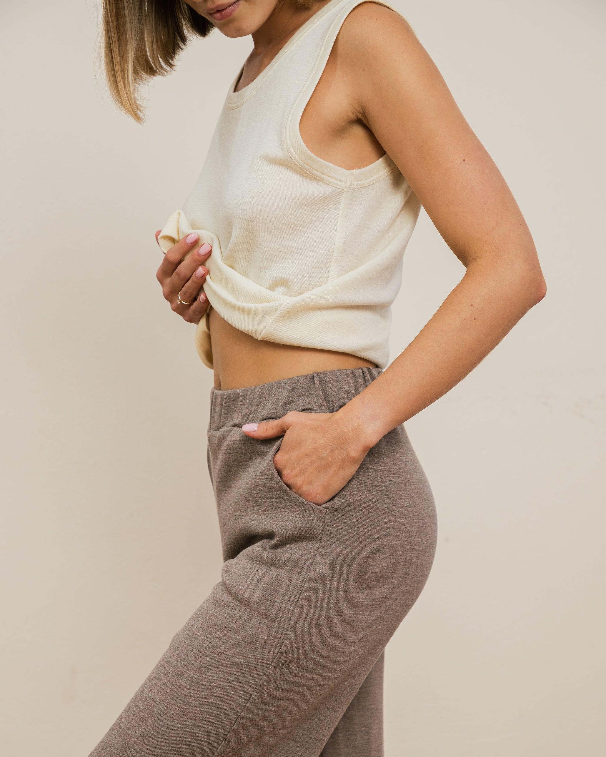 Spodnie LOTTE – kakaowe - 100% merino