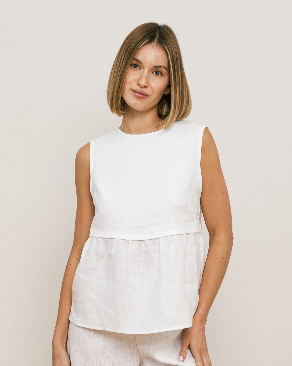 Bluzka NALA – biała – 100% len