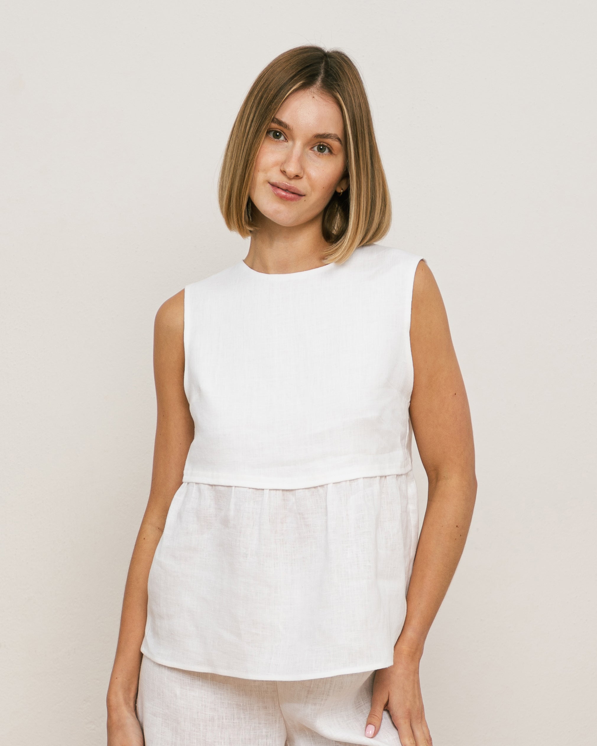 Bluzka NALA – biała – 100% len