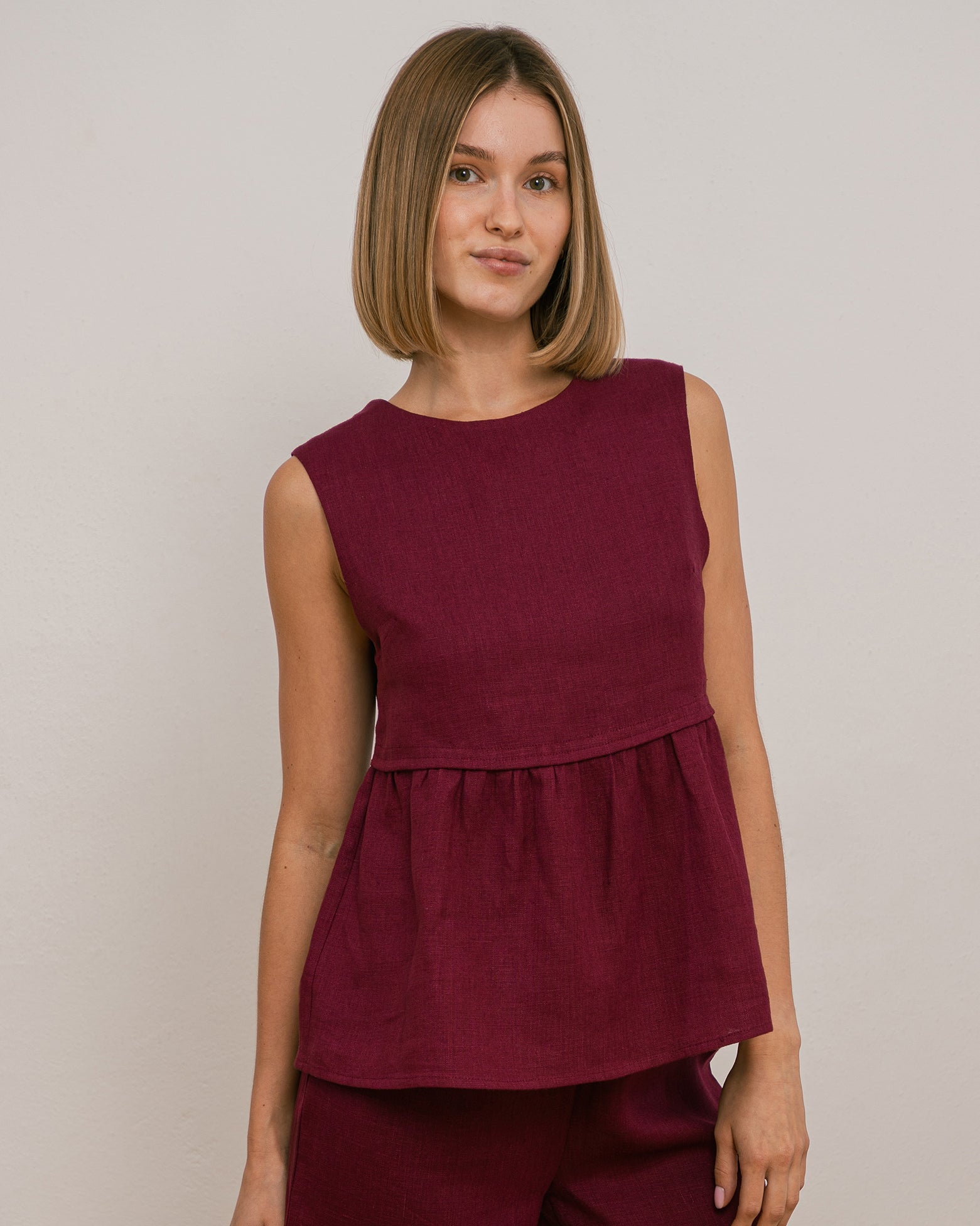 Bluzka NALA – śliwkowa – 100% len