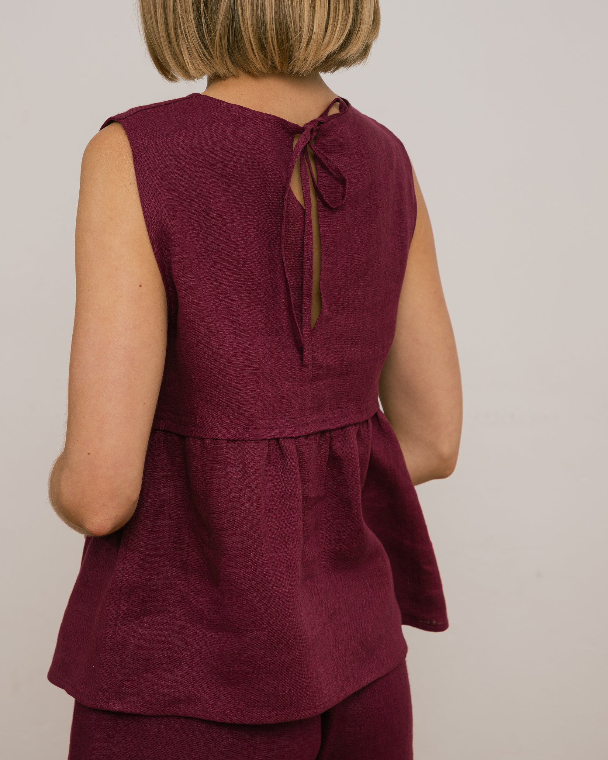 Bluzka NALA – śliwkowa – 100% len